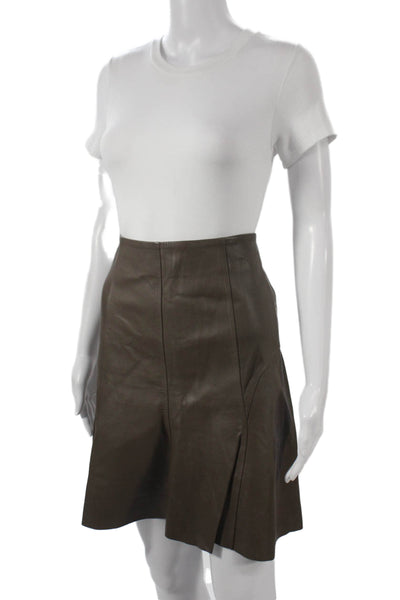 Stills Womens A-Line Mini Leather Skirt Brown Zip Size 8