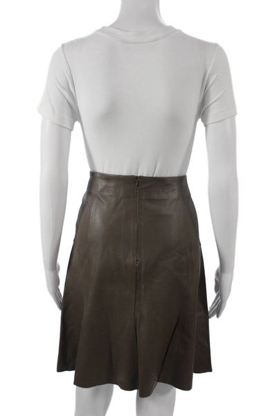 Stills Womens A-Line Mini Leather Skirt Brown Zip Size 8