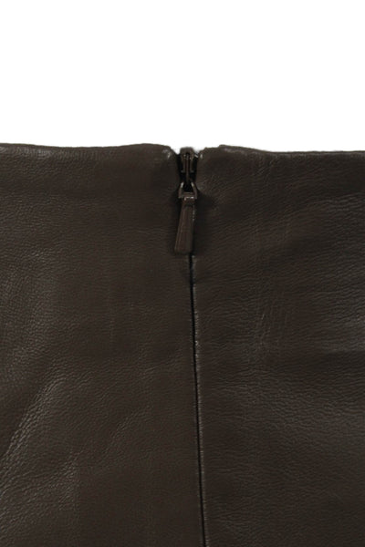 Stills Womens A-Line Mini Leather Skirt Brown Zip Size 8