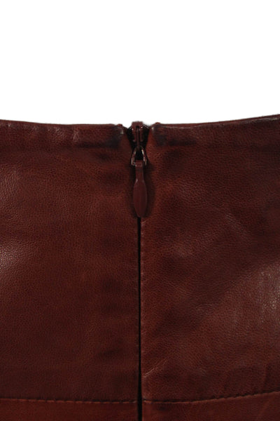Stills Women Straight Pencil Leather Midi Skirt Brown Size 10