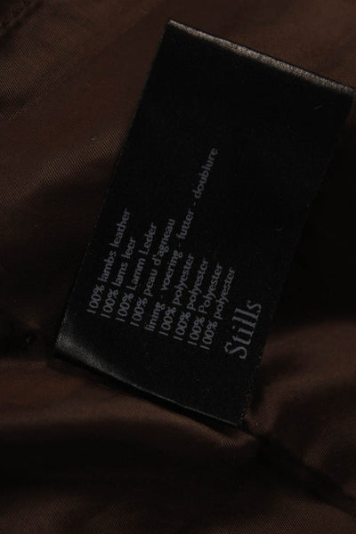 Stills Women Straight Pencil Leather Midi Skirt Brown Size 10