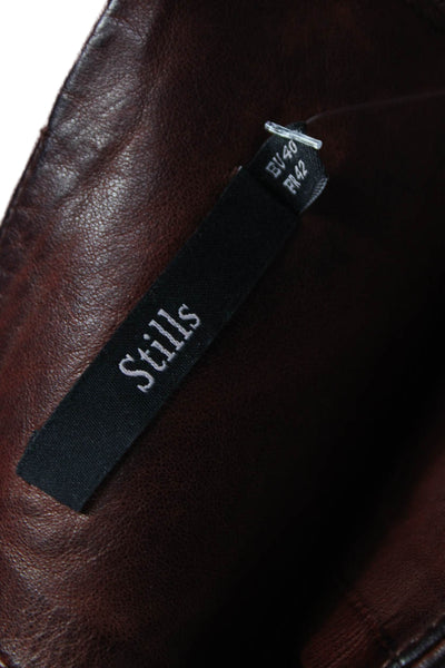 Stills Women Straight Pencil Leather Midi Skirt Brown Size 10