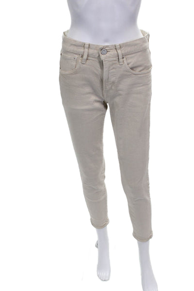 Moussy Womens Skinny Jeans Beige Low Rise Button Size 26