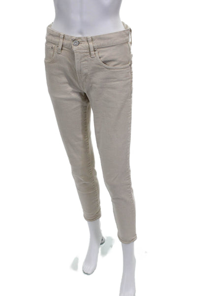 Moussy Womens Skinny Jeans Beige Low Rise Button Size 26