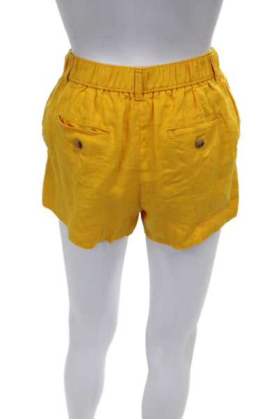 J Crew Women Chino Shorts Yellow 100% Linen Button Size 2XS