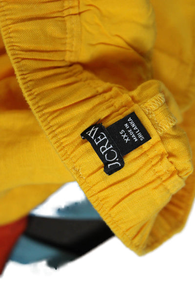 J Crew Women Chino Shorts Yellow 100% Linen Button Size 2XS