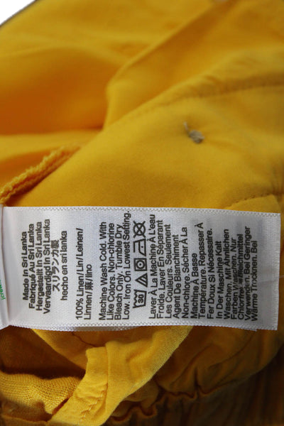 J Crew Women Chino Shorts Yellow 100% Linen Button Size 2XS