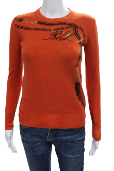 Lauren Ralph Lauren Womens Orange Cotton Crewneck Pullover Sweater Size 2XS