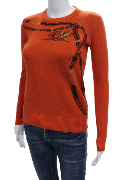 Lauren Ralph Lauren Womens Orange Cotton Crewneck Pullover Sweater Size 2XS