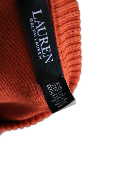 Lauren Ralph Lauren Womens Orange Cotton Crewneck Pullover Sweater Size 2XS