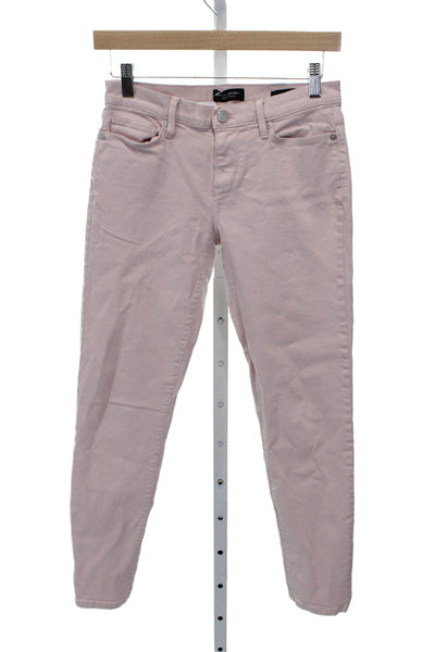Banana Republic Womens Skinny Pink Jeans Mid Rise Cotton Button Size 24