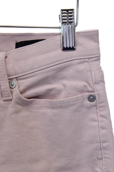 Banana Republic Womens Skinny Pink Jeans Mid Rise Cotton Button Size 24