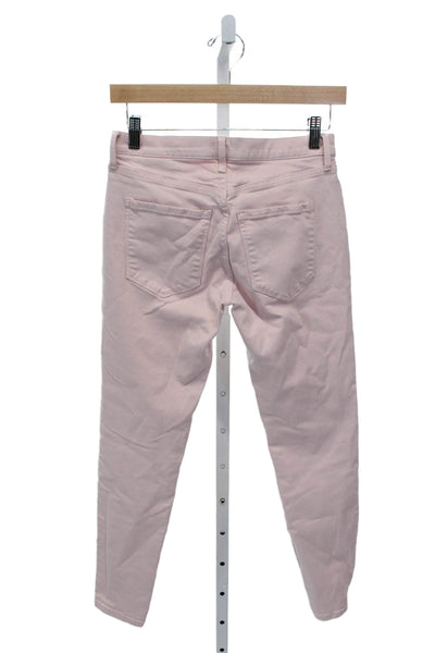 Banana Republic Womens Skinny Pink Jeans Mid Rise Cotton Button Size 24