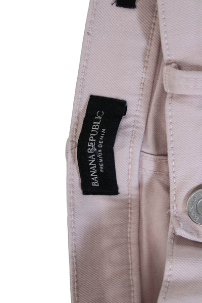 Banana Republic Womens Skinny Pink Jeans Mid Rise Cotton Button Size 24