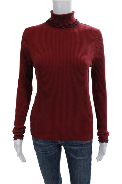 J Crew Womens Pullover Sweater Red Turtleneck Long Sleeve Size M