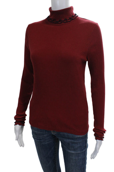 J Crew Womens Pullover Sweater Red Turtleneck Long Sleeve Size M
