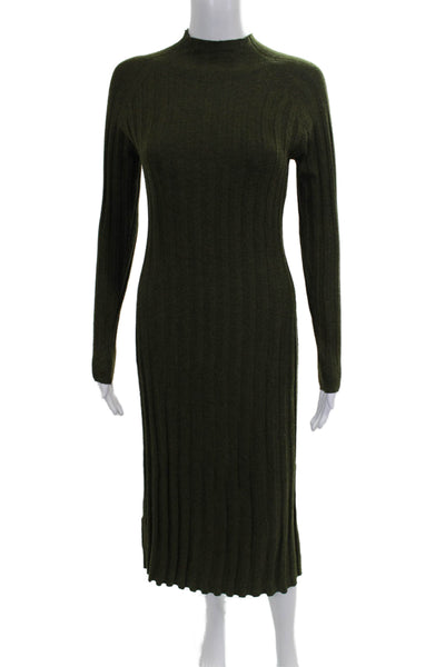 MNG Womens Sweater Dress Green Long Sleeve Mock Neck Polyester Size 4