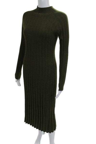 MNG Womens Sweater Dress Green Long Sleeve Mock Neck Polyester Size 4