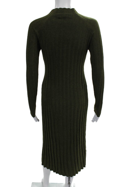 MNG Womens Sweater Dress Green Long Sleeve Mock Neck Polyester Size 4