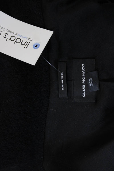 Club Monaco Women Black 100% Wool Overcoat Zip Front Size S