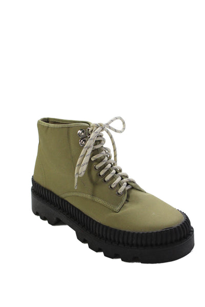 Silent D Womens Lace-Up Platform Combat Ankle Boots Green Size 11