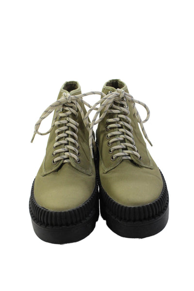 Silent D Womens Lace-Up Platform Combat Ankle Boots Green Size 11