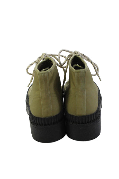 Silent D Womens Lace-Up Platform Combat Ankle Boots Green Size 11