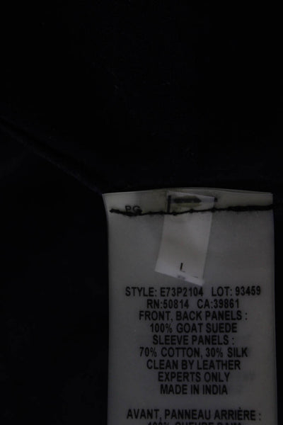 Designer Women Cardigan Goat Suede V-Neck Zip Front Blue Size L