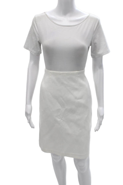 Club Monaco Womens Straight Pencil Skirt White Zip Cotton Size 8