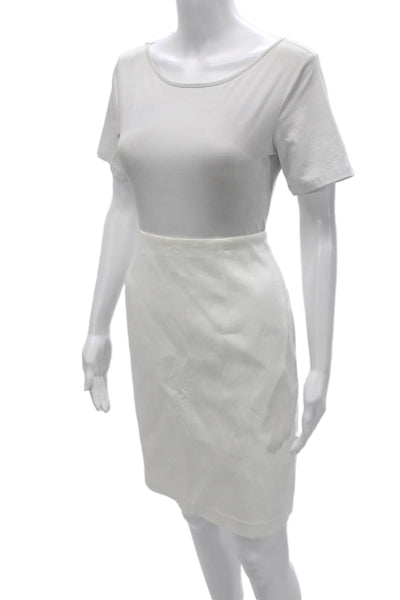 Club Monaco Womens Straight Pencil Skirt White Zip Cotton Size 8