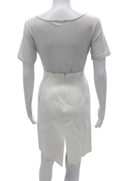 Club Monaco Womens Straight Pencil Skirt White Zip Cotton Size 8
