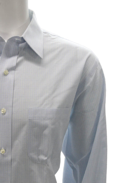 Brooks Brothers Mens Blue Check Supima Cotton Dress Shirt Size 16.5 34/35