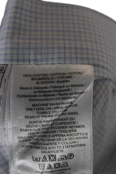 Brooks Brothers Mens Blue Check Supima Cotton Dress Shirt Size 16.5 34/35