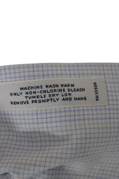 Brooks Brothers Mens Blue Check Supima Cotton Dress Shirt Size 16.5 34/35