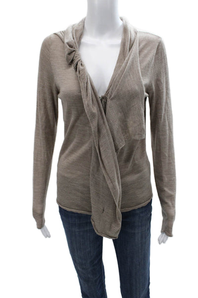 Elie Tahari Womens Pullover Merino Wool Cowl Neck Long Sleeve Beige Size S