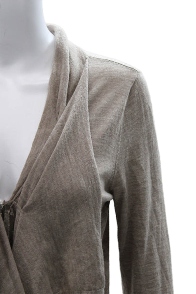 Elie Tahari Womens Pullover Merino Wool Cowl Neck Long Sleeve Beige Size S