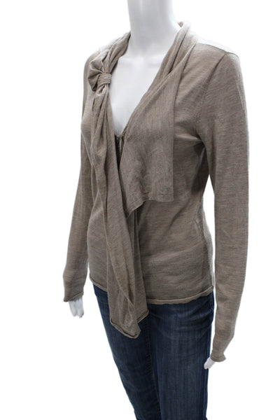 Elie Tahari Womens Pullover Merino Wool Cowl Neck Long Sleeve Beige Size S