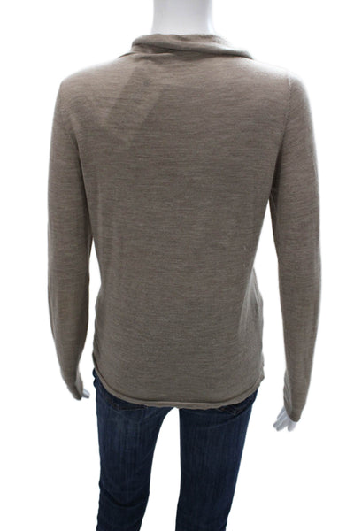 Elie Tahari Womens Pullover Merino Wool Cowl Neck Long Sleeve Beige Size S
