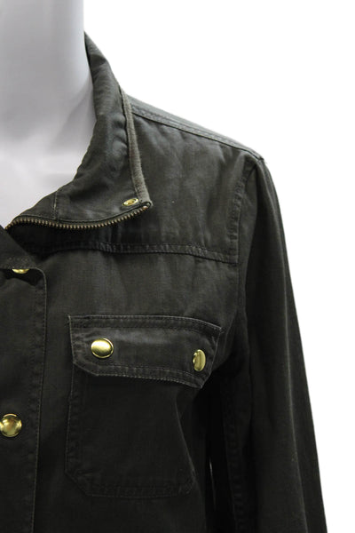 J Crew Womens Military Jacket Green Cotton Long Sleeve Size S