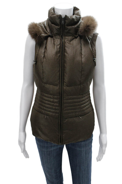 Belle Fare Womens Quilted Brown Vest Size M