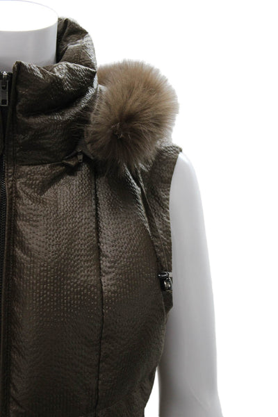 Belle Fare Womens Quilted Brown Vest Size M