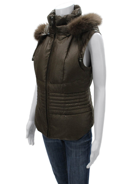 Belle Fare Womens Quilted Brown Vest Size M