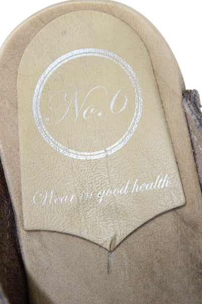 No 6 Womens Suede Wooden Heels Mules Clogs Shoes Brown Size 7