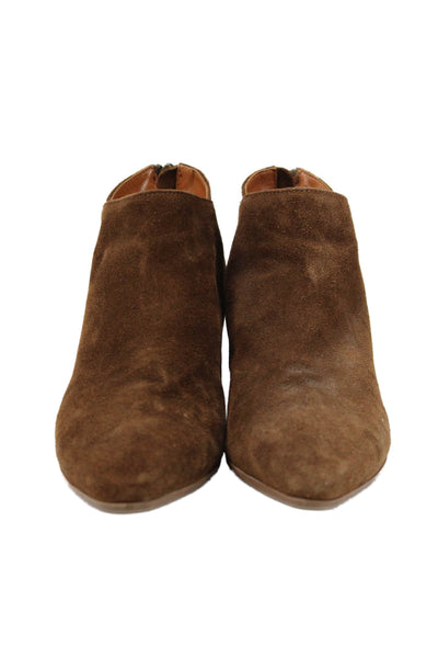 Aquatalia Womens Suede Pointed Toe Ankle Boots Shoes Brown Size 6.5