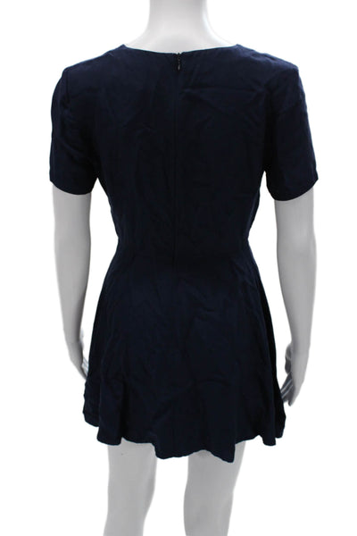 Style Stalker Womens Mini Dress Blue Polyester Short Sleeve Round Neck Size S