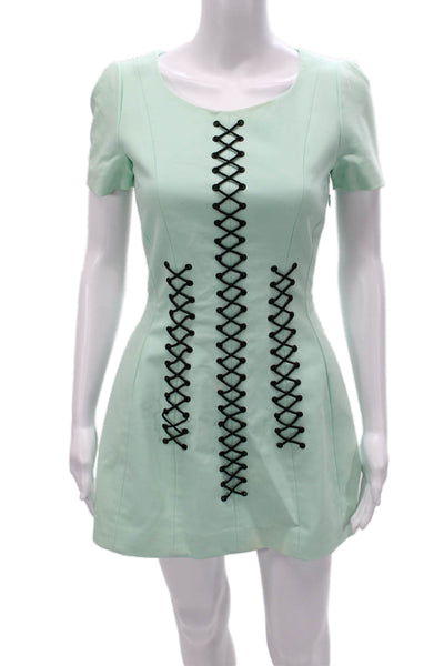 Style Stalker Womens Mini Dress Green Short Sleeve Polyester Blend Size 4