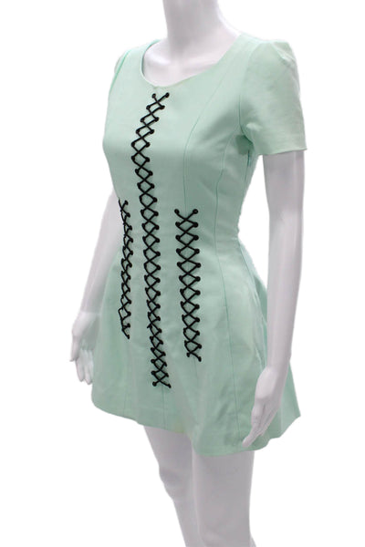 Style Stalker Womens Mini Dress Green Short Sleeve Polyester Blend Size 4