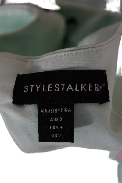 Style Stalker Womens Mini Dress Green Short Sleeve Polyester Blend Size 4