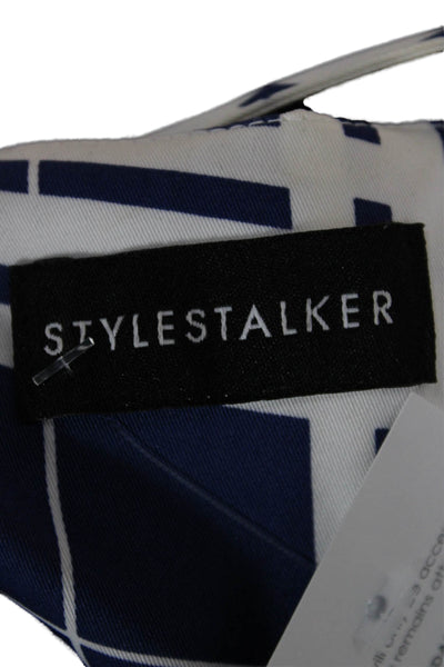 Style Stalker Women Mini Plaid Square Neck Sleeveless Blue Dress Size S