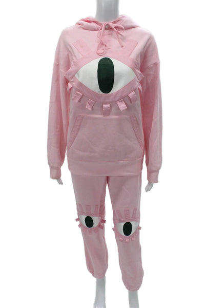 Neubyrne Women Sweatsuit Pink Pullover Polyester Long Sleeve Solid Size XS